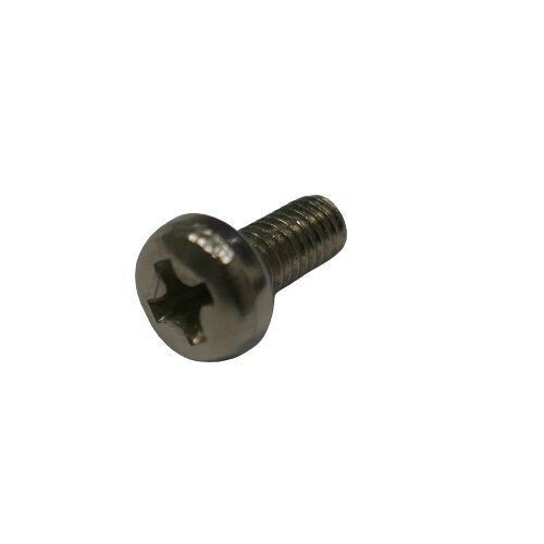 Sennheiser small black cheese head screw with cross head notch on a white background