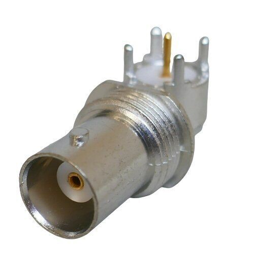 Sennheiser B.N.C panel mount connector with pcb legs at right angles to the connector at the back part 537226 