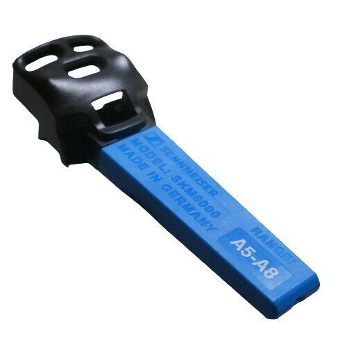 Sennheiser Front angle view of a blue antenna cover with a black fitting and marked A1-A4 part number 575263 for SKM 6000 mic
