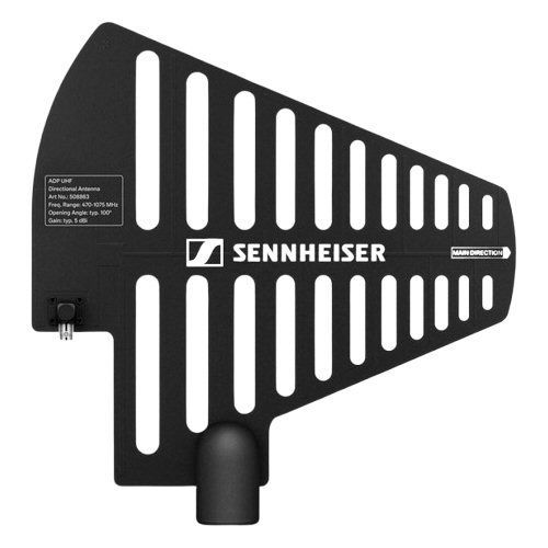 Paddle shape antenna with bnc socket at rear and stand mount at base the body  symmetrical slotted cut-outs along its length