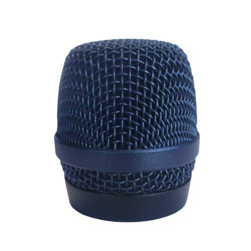 Sennheiser black wire mesh basket for E935 cabled XLR mic capsule on a white background