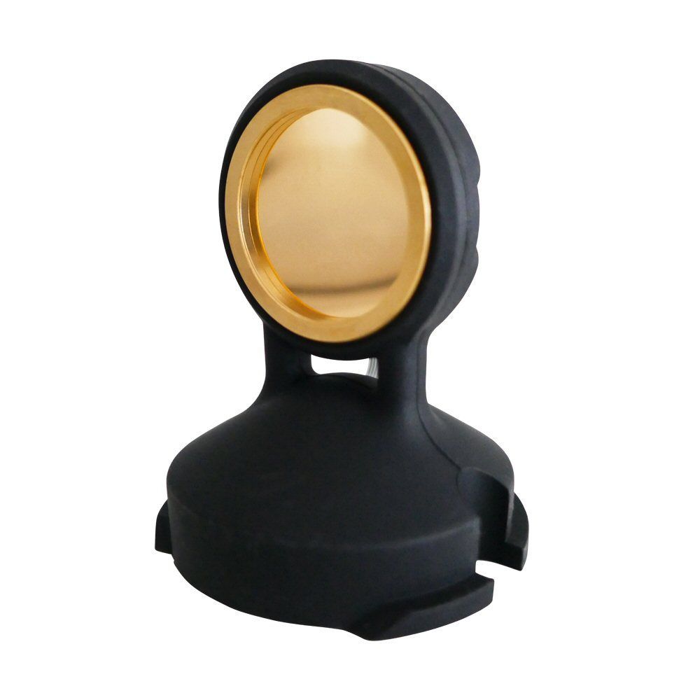 Sennheiser black molded capsule holder with round gold plated MK4 capsule in centre on a white background