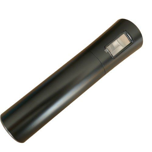Sennheiser EW-DX black hollow cylindrical mic grip with cut-out containing clear perspex screen cover on a white background  