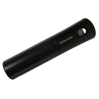 Sennheiser Housing Grip Black metal cylindrical tube with cut-outs for a hand held microphone on a white background