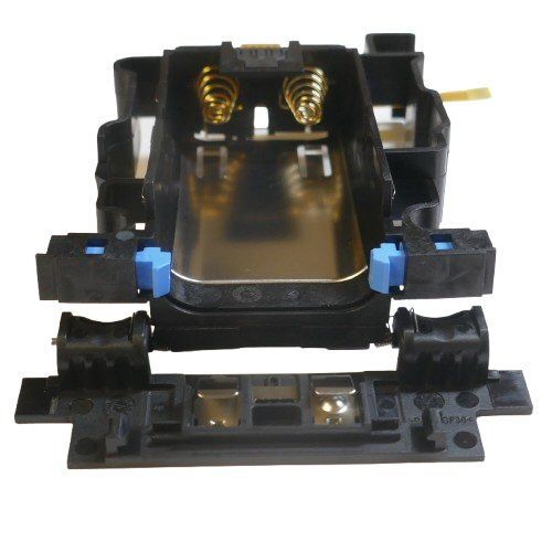 Sennheiser black battery box and molded fitting panels with two coiled spring contacts and blue release buttons 595247 