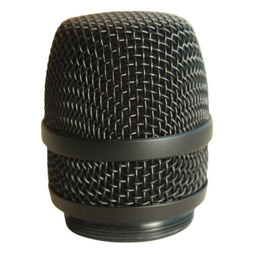 Black Sennheiser MMD 935 wire mesh mic basket with foam insert and external thread on a white background