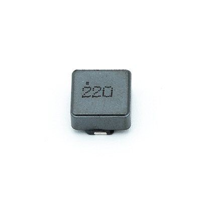 Black SMD Inductor componentwith the value 220 printed in bold on it's top