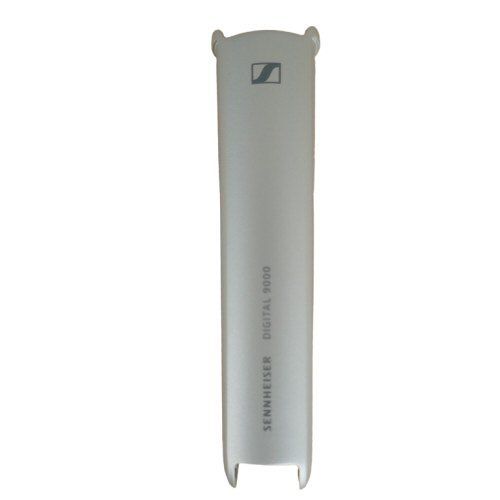 Sennheiser nickel coloured hollow tapered curved edge box section mic grip for digital SKM 9000 on white background