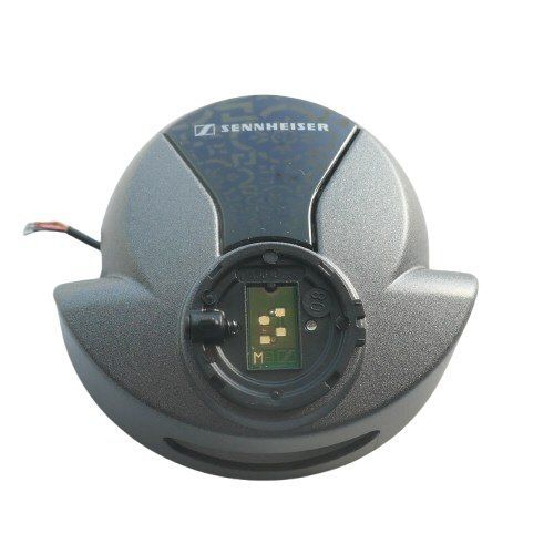 Sennheiser 556954 Grey and black outer headset ear-shell with short black cable and contact pcb shown on a white background 