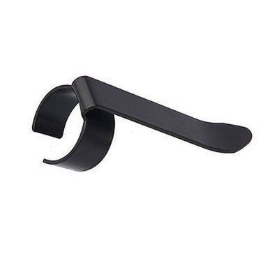 e608 Mic Clip MZA5XB Black metal mic clip in the shape of a pen pocket clip shown on a white background