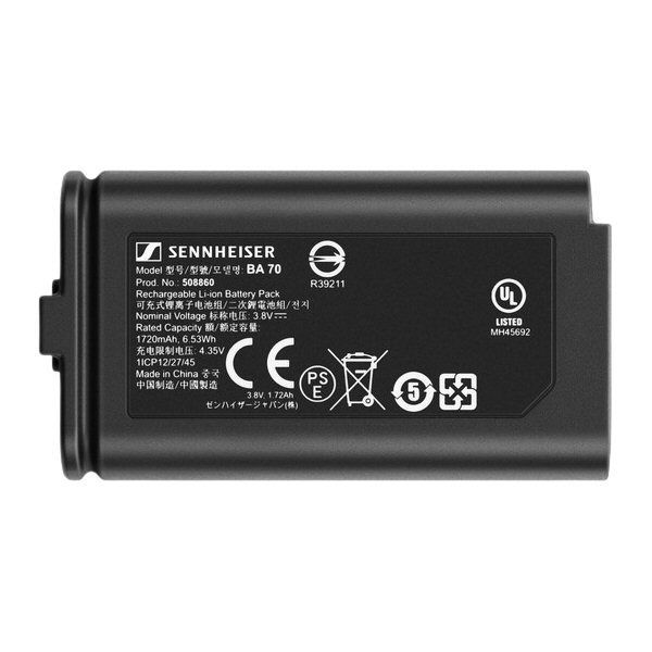 Black Battery housing and printed instructions for BA70 on a white background