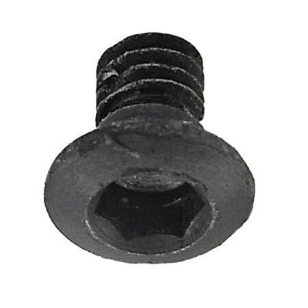 Sennhesier small black screw facing upwards and showing heaxagonal socket in head on a white background 