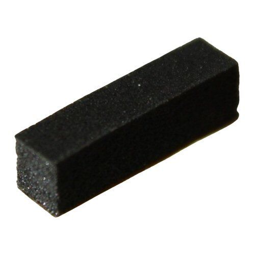 Small black block shaped foam pad for Sennheiser battery flap on a white background