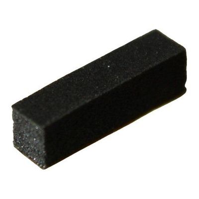 Foam pad with Adhesive back Small black block shaped foam pad for Sennheiser battery flap on a white background