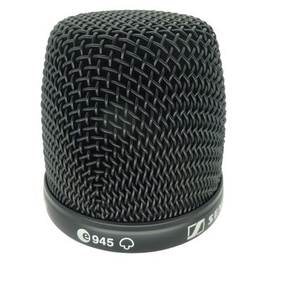Basket Top for MMD 945-1 BK Sennheiser Black mic basket top with lettering e945 for MMD 945-1 capsule head part number 538276 on a white background
