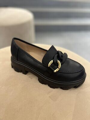 Loafers zwart/gouden schakel