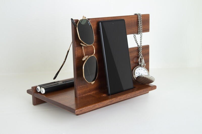 Docking Station. Organizer. Charging station. Gift for Men. Solid Wood