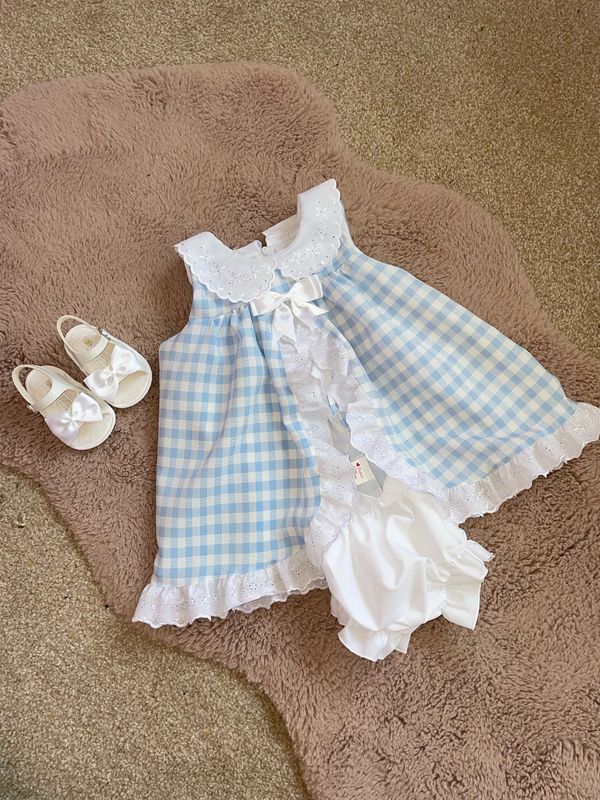 Blue Gingham Open Front 3-6 6-12 12-18