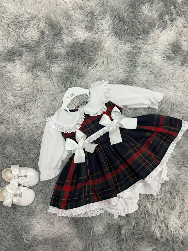 Navy Tartan Dress And Bloomer