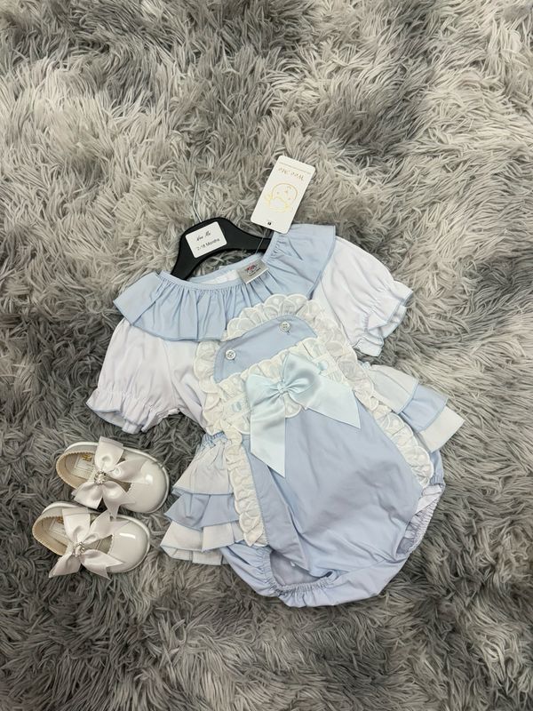 Wee Me Blue Frilly Romper
