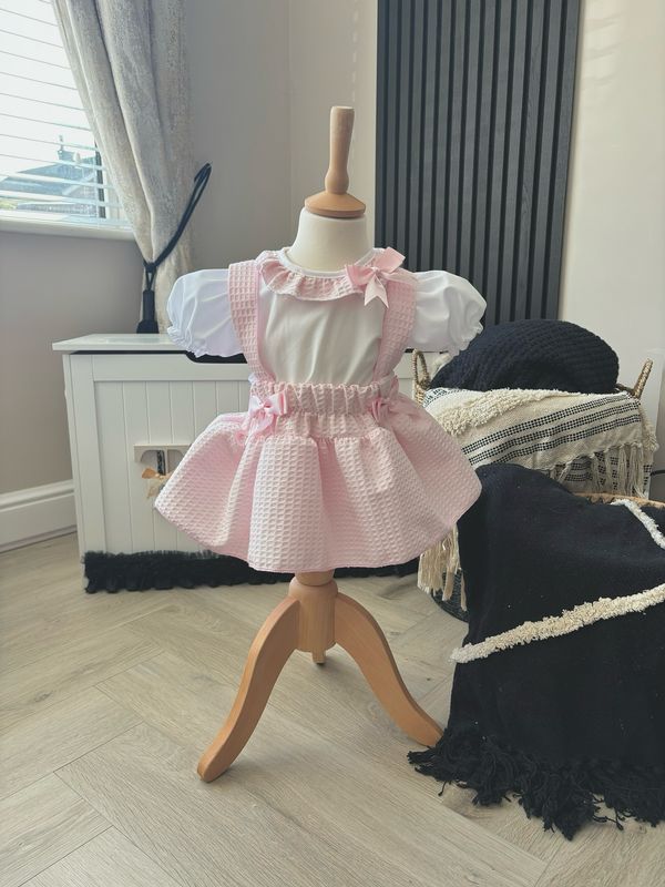 Pink Waffle Romper And Shirt
