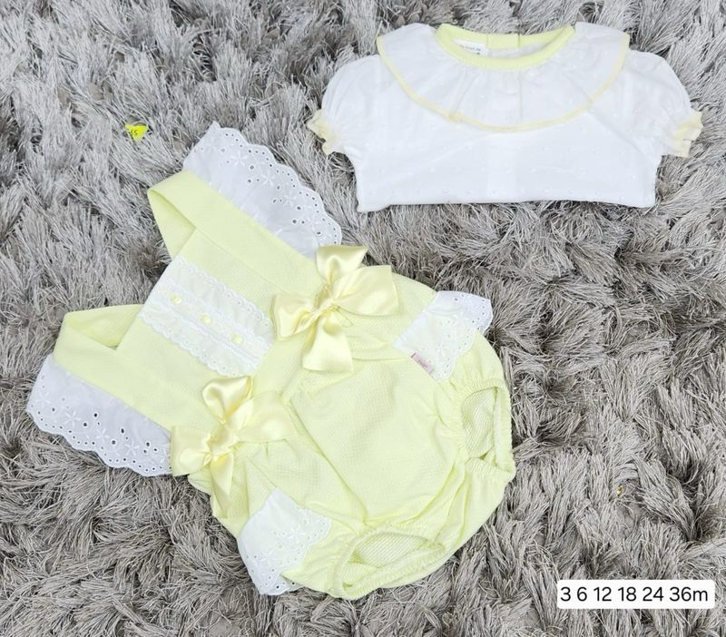 Frankie Frilly Lemon Double Bow Romper And Shirt