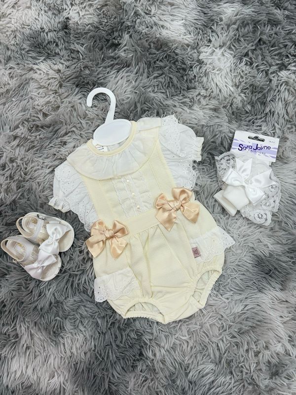 Frankie Frilly Cream And Gold Romper And Shirt