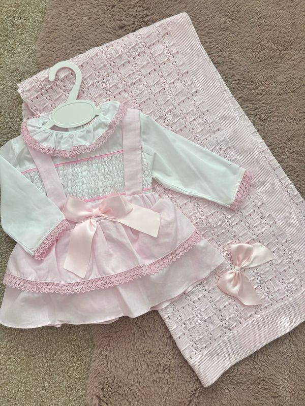 Pink Smocked Bow Jam Pant And Shirt