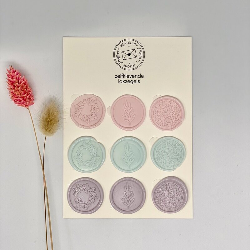 Set van 9 lakzegels 'flora'