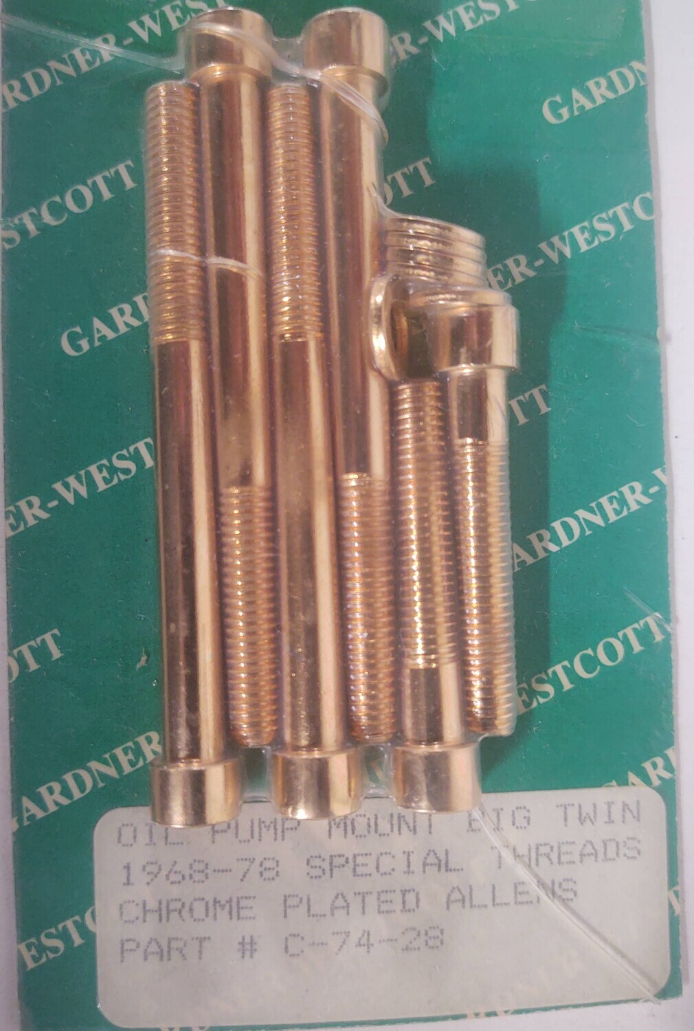 68 - 78 HARLEY DAVIDSON BIG TWIN / GARDNER - WESTCOTT GOLD COLOR OIL PUMP BOLTS