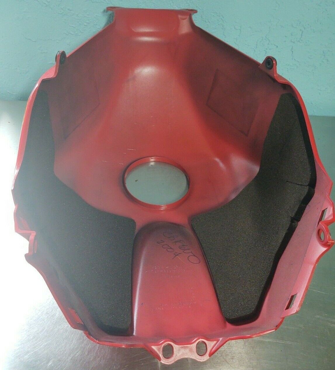 03 04 HONDA CBR600RR FUEL GAS TANK COVER COWL FAIRING SHELTER RED 83150-MEE-670