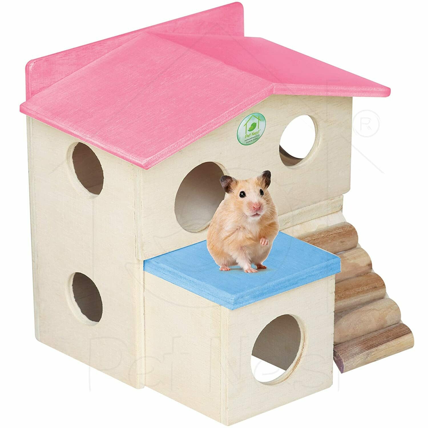 PetNest Wooden Log Hideout House for Small Animals Hide House - HH4
