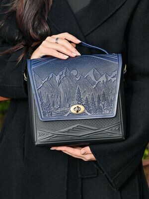 FAЇNA Montia - Handcrafted Embossed Genuine Leather Handbag / Crossbody Purse