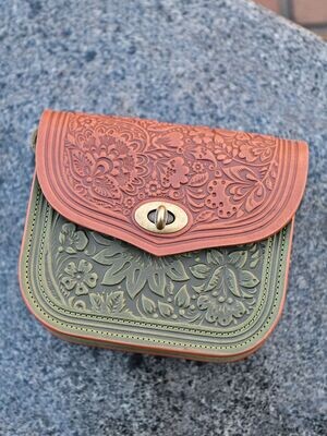 FAЇNA Rosa - Handcrafted Embossed Genuine Leather Crossbody Purse