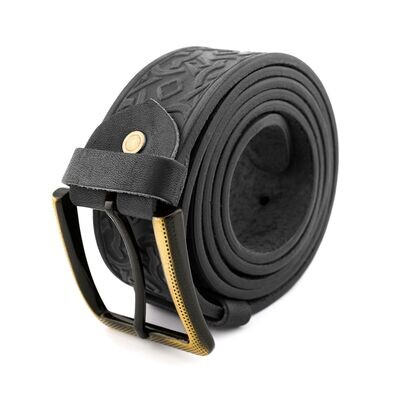FAЇNA Prestige - Celtic Black | Handcrafted Embossed Genuine Leather Belt