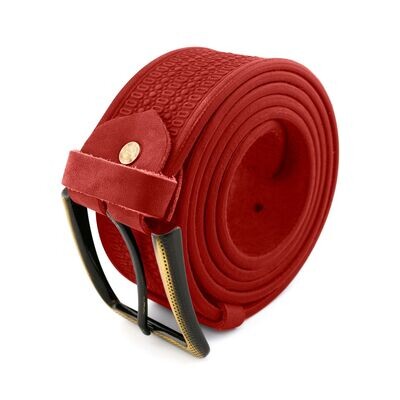 FAЇNA Prestige - Amber Red | Handcrafted Embossed Genuine Leather Belt