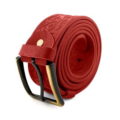 FAЇNA Prestige - Celtic Red | Handcrafted Embossed Genuine Leather Belt