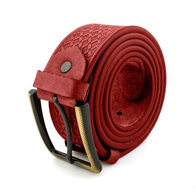 FAЇNA Prestige - Diamond Red | Handcrafted Embossed Genuine Leather Belt