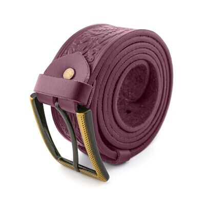 FAЇNA Prestige - Flower Purple | Handcrafted Embossed Genuine Leather Belt