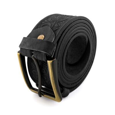 FAЇNA Prestige - Ruby Black | Handcrafted Embossed Genuine Leather Belt