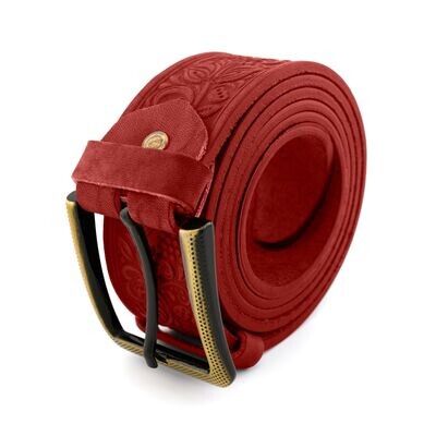 FAЇNA Prestige - Ruby Red | Handcrafted Embossed Genuine Leather Belt