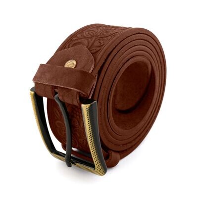 FAЇNA Prestige - Ruby Brick | Handcrafted Embossed Genuine Leather Belt