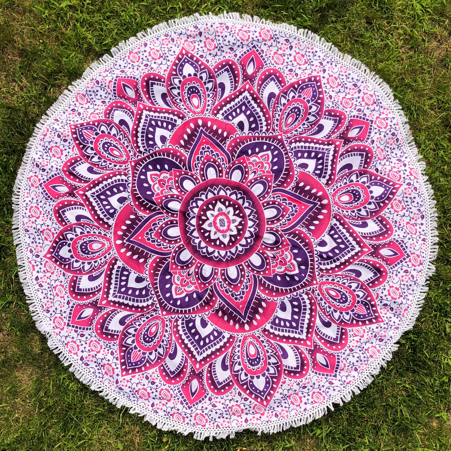 Pink Purple And White Lotus Mandala Tapestry