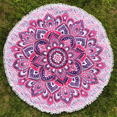 Pink Purple And White Lotus Mandala Tapestry