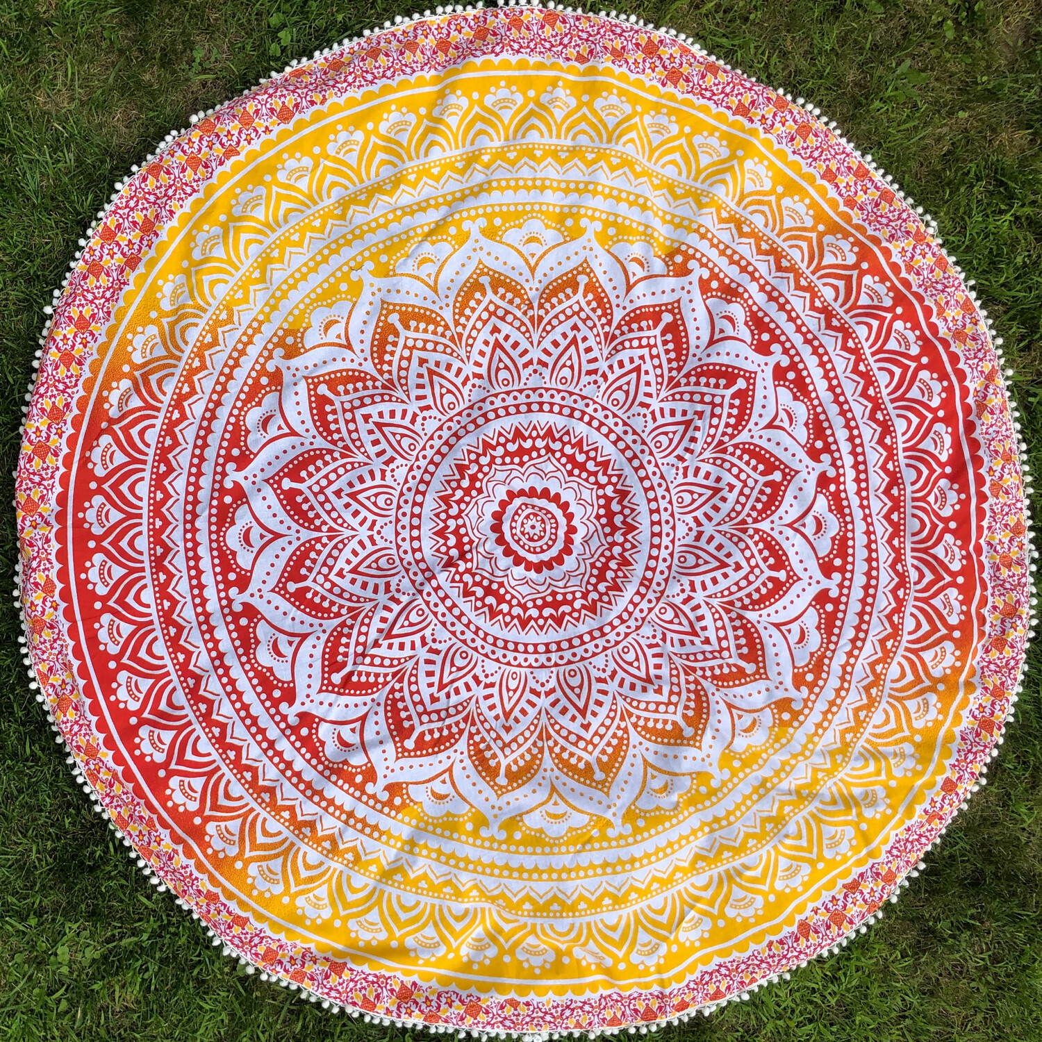 Large Red, Orange and Yellow Mandala Tapestry