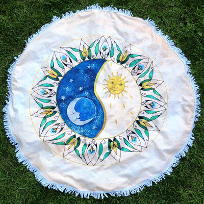 Yin and Yang / Sun and Moon Large Round Printed Beach Towel Blanket