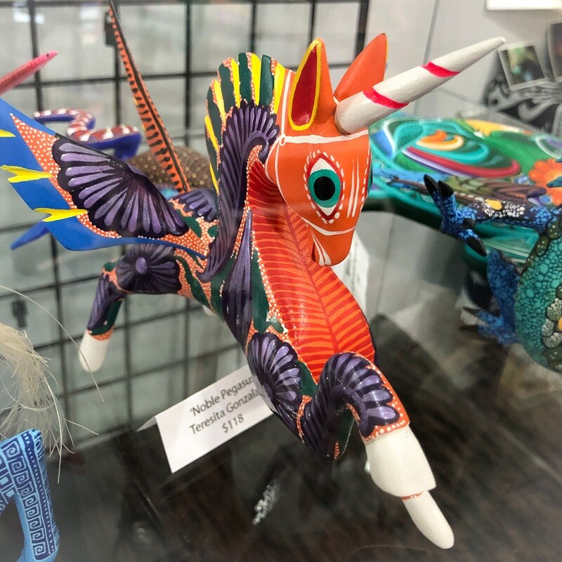 Mexican Folk Art Alebrije Pegasus Wood Sculpture