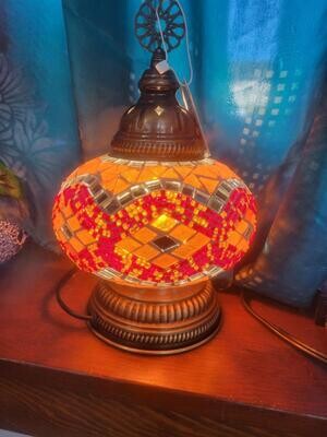 Turkish Lamp Large Red & Orange Diamond