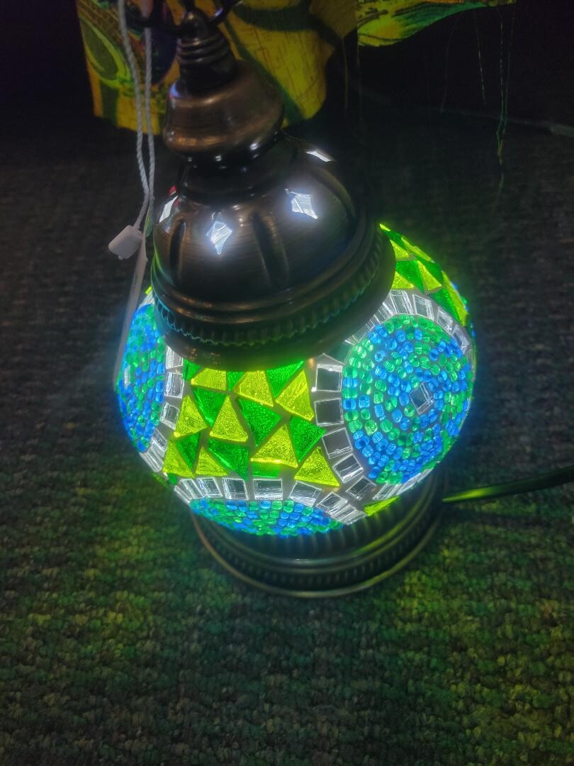 Turkish Lamp: Teal, Green & Yellow