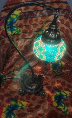 Swan Neck Turkish Lamp with Hand-Made Glass Mosaic Shade